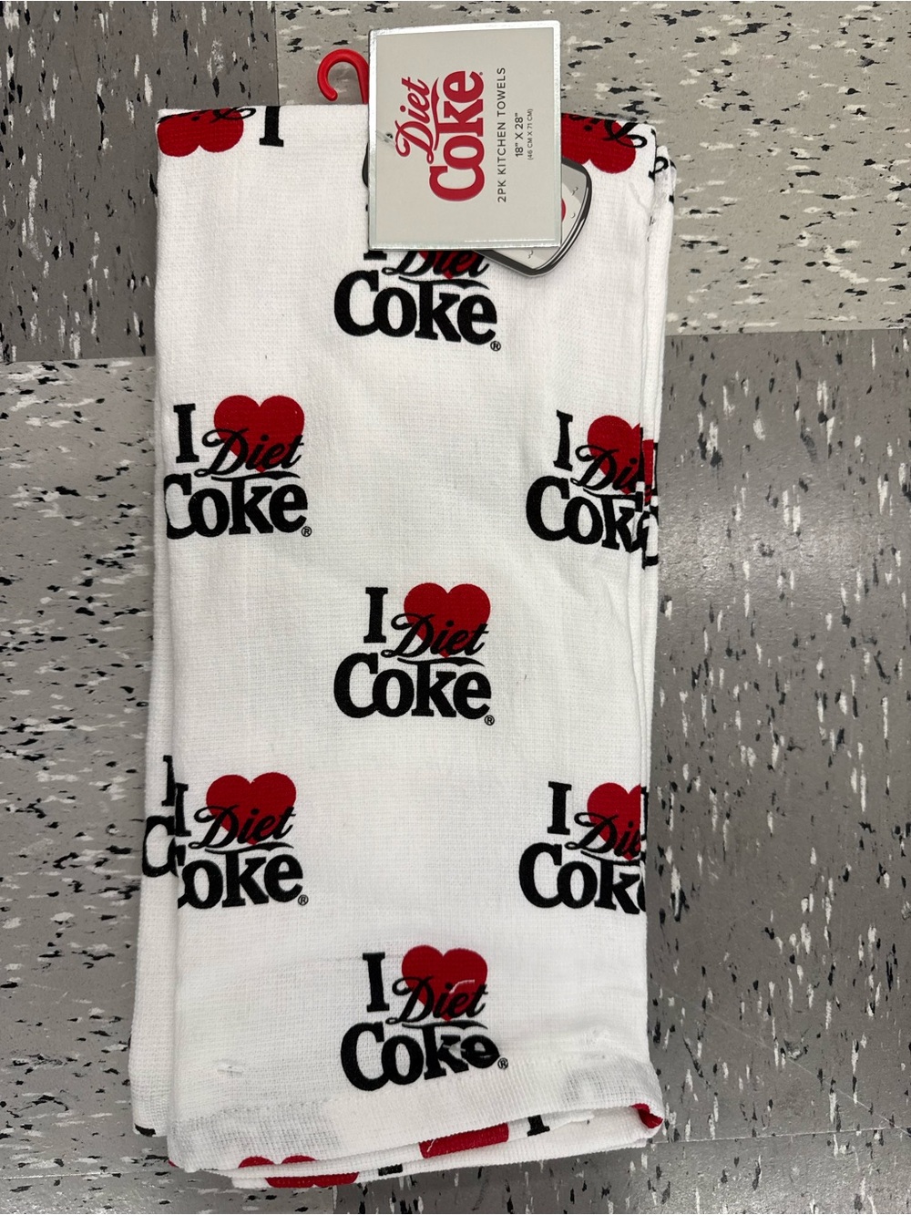 I Heart Diet Coke Kitchen Towel - White with Red and Black Print